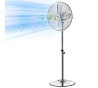VEVOR Ventilateur sur Pied 55 W Ventilateur Oscillant 40 cm pour Garage Atelier Domestique, 3 Vitesses Ajustables Hauteur Réglable 88,5-123 cm, Oscillation Horizontale 75°, Métal, avec Poignée, Argent