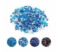 VEVOR Verre de Feu pour Braséro, 4,5 kg, Pierres en Verre pour Foyer à Gaz, 19,05 mm, Perles de Verres Sans Fumée Réfléchissantes Décoratives pour Cheminée Gaz, Bleu Cobalt, Bleu Caraïbes, Transparent