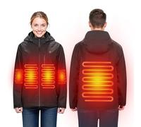 VEVOR Veste Chauffante Femme avec Batterie 7,4 V, Manteau Électrique Softshell, Coupe-vent, Imperméable, 5 Zones de Chauffage, 3 Niveaux de Chaleur, pour Randonnée, Camping, Ski, Pêche, Cyclisme, XL