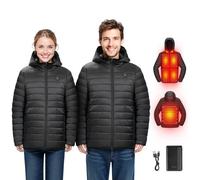 VEVOR Veste Chauffante Homme avec Batterie 7,4 V, Manteau Électrique Softshell, Coupe-vent et Léger, avec 6 Zones de Chauffage, 3 Niveaux de Chaleur, pour Randonnée, Camping, Hiver, Ski, Cyclisme, M