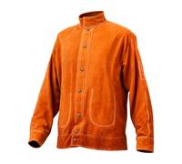 VEVOR Veste de soudage ignifuge, taille M, manteau de protection en cuir de vachette robuste, imperméable et résistante à la chaleur, avec boutons-pression, 4 poches et poignets réglables pour soudeur