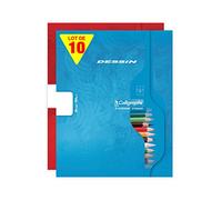 Calligraphe 7552Cpack Lot de 10 Cahiers de Dessin (une Marque de Clairefontaine) - 17x22 cm - 32 Pages Unies Blanches - Papier Dessin 120 g - Couverture Carte Offset - Couleurs Aléatoires