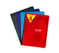 Calligraphe 204Cpack Lot de 5 Cahiers Brochures Dos Toilé (Marque de Clairefontaine) - 17x22 cm - 192 Pages Petits Carreaux - Papier Blanc 70 g - Couverture Carte Recyclée Vernie - Couleurs Aléatoires