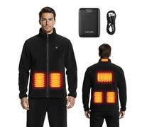 VEVOR Veste Polaire Chauffante Homme Sweat Chauffant Zippé avec Batterie Externe Rechargeable 7,4 V 16 000 mAh 6 Zones Chauffage 3 Niveaux Température, Polaire Chauffant pour Camping Hiver, M, Noir