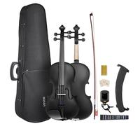 VEVOR Violon 4/4, Kit Violon Débutants Bois Massif avec Étui, Colophane, Archet, Épaulière, Chevalet, Accordeur, Cordes de Rechange, Instrument de Musique Professionnel pour Étudiants, Adultes, Noir