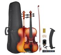 VEVOR Violon 4/4, Kit Violon Débutants Bois Massif avec Étui, Colophane, Archet, Épaulière, Chevalet, Cordes de Rechange, Instrument de Musique Professionnel pour Étudiants, Adultes, Marron Brillant