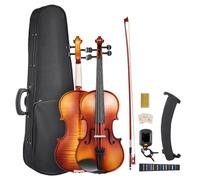 VEVOR Violon 4/4, Kit Violon Débutants Bois Massif avec Étui, Colophane, Archet, Épaulière, Chevalet, Cordes Rechange, Instrument Musique Professionnel pour Étudiants, Adultes, Marron Brillant Motif