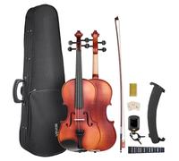 VEVOR Violon 4/4, Kit Violon Débutants Bois Massif avec Étui, Colophane, Archet, Épaulière, Chevalet, Cordes de Rechange, Instrument Musique Professionnel, pour Étudiants, Adultes, Marron Mat à Motif