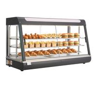 VEVOR Vitrine Chauffante à 3 Niveaux, Présentoir à Chaud 1600 W, pour Présentation Hamburger Pizza Pain Poulet Frit, Grande Capacité 180 L, Chauffage Vapeur 30-85 °C, Étagères Réglables, Éclairage LED