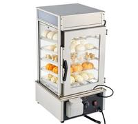 VEVOR Vitrine Chauffante à 5 Niveaux, Présentoir à Chaud 1200 W, pour Présentation des Aliments Cuits à la Vapeur, Grande Capacité 120 L, Chauffage Vapeur 30-110 °C, Éclairage LED, Étagère Réglable