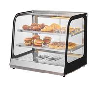 VEVOR Vitrine Chauffante Commerciale à 2 Niveaux, Présentoir à Chaud 850 W, avec Verre Trempé et Chauffage à la Vapeur, Contrôle de Température 30-85 ℃, Grande Capacité 111 L, pour Hamburger, Pizza