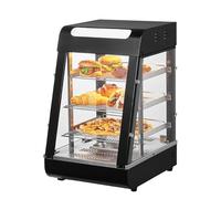 VEVOR Vitrine Chauffante Commerciale à 3 Niveaux, Présentoir à Chaud 1000 W, avec Lumière, Étagère Réglable et Affichage de la Température, Chauffage à Vapeur 30-85 ℃, 57 L, pour Hamburger, Pizza