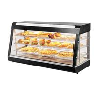 VEVOR Vitrine Chauffante Commerciale à 3 Niveaux, Présentoir à Chaud 1500 W, avec Lumière, Étagère Réglable et Affichage de la Température, Chauffage à Vapeur 30-85 ℃, 80 L, pour Hamburger, Pizza