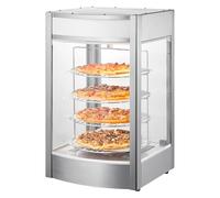 VEVOR Vitrine Chauffante Commerciale pour Pizza 14 po, Présentoir à Chaud 4 Niveaux, Chauffage à Vapeur Rotatif, Contrôle de la Température 30-85 ℃, Lampe de Four 25 W + LED Supérieure pour Pizzeria
