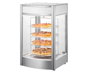 VEVOR Vitrine Chauffante Commerciale pour Pizza 14 po, Présentoir à Chaud 4 Niveaux, Chauffage à Vapeur Rotatif, Contrôle de la Température 30-85 ℃, Lampe de Four 25 W + LED Supérieure pour Pizzeria