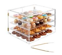 VEVOR Vitrine Comptoir de Boulangerie 57x45,5x40,5 cm à 4 Niveaux, Présentoir à Pâtisserie en Acrylique Transparent, pour Présentation Biscuits Desserts Beignets Pains, avec Porte Arrière Magnétique