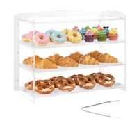 VEVOR Vitrine Comptoir de Boulangerie de 48,2x23,2x38 cm à 3 Niveaux, Présentoir à Pâtisserie en Acrylique Transparent, pour Présentation Biscuits Desserts Beignets Pains, avec Porte Relevable