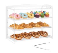 VEVOR Vitrine Comptoir de Boulangerie de 48,2x23,2x38 cm à 3 Niveaux, Présentoir à Pâtisserie en Acrylique Transparent, pour Présentation Biscuits Desserts Beignets Pains, avec Porte Relevable