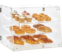 VEVOR Vitrine de pâtisserie à 3 étages, Vitrine de boulangerie commerciale 526 x 360 x 415 mm, Vitrine de boulangerie, Vitrine acrylique avec accès à la porte arrière & étagères amovibles, pour bagels