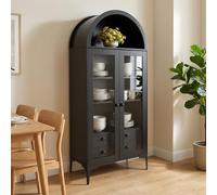 VEVOR Vitrine pour Collection Arquée avec Portes Vitrées, Armoire de Présentation 179 cm de Haut, Présentoir pour Antiquités à 4 Niveaux avec 2 Étagères Réglables, Rangement Maison Bureau Salon