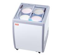 VEVOR Vitrine Réfrigérée à Crème Glacée Commerciale, Comptoir à Glace 158 L, Congélateur Mobile avec Dessus en Verre, 4 Grandes Cuves, 2 Portes Coulissantes en Verre, Roulettes Verrouillables, Blanc