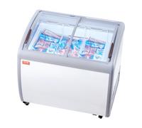 VEVOR Vitrine Réfrigérée à Crème Glacée Commerciale, Comptoir à Glace 264 L, Congélateur Mobile avec Dessus en Verre, 3 Paniers Métalliques, 2 Portes Coulissantes en Verre, Roulettes Verrouillables