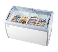 VEVOR Vitrine Réfrigérée à Crème Glacée Commerciale, Comptoir à Glace 362 L, Congélateur Mobile avec Dessus en Verre, 4 Paniers Métalliques, 2 Portes Coulissantes en Verre, Roulettes Verrouillables