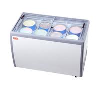 VEVOR Vitrine Réfrigérée à Crème Glacée Commerciale, Comptoir à Glace 370 L, Congélateur Mobile avec Dessus en Verre, 8 Grandes Cuves, 2 Portes Coulissantes en Verre, Roulettes Verrouillables, Blanc