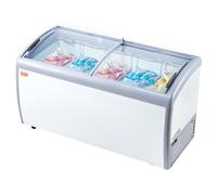 VEVOR Vitrine Réfrigérée à Crème Glacée Commerciale, Comptoir à Glace 460 L, Congélateur Mobile avec Dessus en Verre, 5 Paniers Métalliques, 2 Portes Coulissantes en Verre, Roulettes Verrouillables