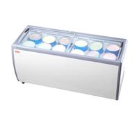 VEVOR Vitrine Réfrigérée à Crème Glacée Commerciale, Comptoir à Glace 567 L, Congélateur Mobile avec Dessus en Verre, 12 Grandes Cuves, 2 Portes Coulissantes en Verre, roulettes Verrouillables, Blanc