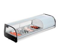VEVOR Vitrine Réfrigérée à Sushis 42 L, Présentoir Réfrigéré de Comptoir, avec 4 Bacs, Verre Bombé, Éclairage LED et Contrôle Numérique de la Température, pour Bar à Sushis, Restaurant, Magasin