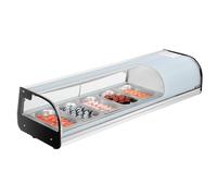 VEVOR Vitrine Réfrigérée à Sushis 52 L, Présentoir Réfrigéré de Comptoir, avec 5 Bacs, Verre Bombé, Éclairage LED et Contrôle Numérique de la Température, pour Bar à Sushis, Restaurant, Magasin