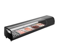 VEVOR Vitrine Réfrigérée à Sushis 82 L, Présentoir Réfrigéré de Comptoir, avec 5 Bacs, Verre Bombé, Éclairage LED et Contrôle Numérique de la Température, pour Bar à Sushis, Restaurant, Magasin
