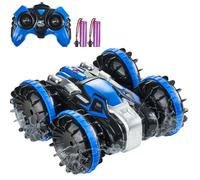VEVOR Voiture Télécommandée Amphibie, 2,4 GHz 12 km/h, Voiture RC Étanche 4WD Tout-Terrain pour Enfants, Voiture Cascadeuse Rotative à 360°, Jouet de Piscine pour Garçons Filles 6 Ans et Plus, Bleu