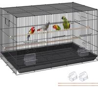 VEVOR Volière pour oiseaux 76x46x45cm Cage pour oiseaux en acier au carbone Q195 Volière pour 2-3 oiseaux de taille moyenne à grande avec porte de sécurité Abri pour oiseaux