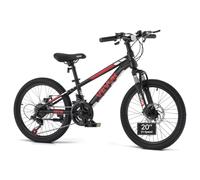 VEVOR VTT 20 Pouces, Vélo Tout Terrain pour Ados, 21 Vitesses, Semi-Rigide | Pour Montagne, Suspension Avant, Selle Réglable, Pneu Tout-terrain, Cadre en Acier à Haute Teneur en Carbone, Frein à Disque