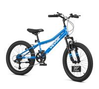 VEVOR VTT 20 Pouces, Vélo Tout Terrain pour Ados, 6 Vitesses, Semi-Rigide | Pour Montagne, Suspension Avant, Selle Réglable, Pneu Tout-terrain, Cadre en Acier à Haute Teneur en Carbone, Double Frein