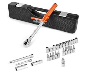 VEVOR ynamométrique à Déclenchement Entraînement 9,5 mm 5-60 N.m, Jeu de Clés à Cliquet Bidirectionnelles, Haute Précision, 72 Dents, avec Douilles, Embouts, Rallonge et Adaptateur, Réparation