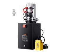 VEVOR ZXDC12V-1.6KW-D-12L Pompe Hydraulique DC 12 V 11 L pour Camion à Benne Basculante Groupe, Simple Effet, Débit d'Huile 3,44 L/Min, Noir et Argent, 557 × 200 × 228 mm
