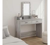 Vevorizon Coiffeuse grise en bois avec éclairage miroir LED, 100 x 41 x 140 cm, espace de rangement avec tiroir, port USB, organisateur de maquillage pour chambre à coucher, dressing et chambre