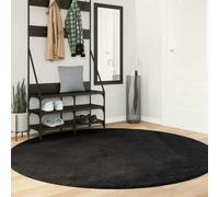 Vevorizon HUARTE Tapis à poils courts doux lavable 100 % polyester Noir Ø 200 cm Tapis moelleux pour salon et chambre à coucher Antidérapant Convient pour couloir