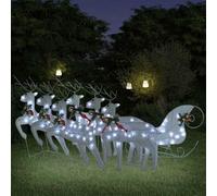 Vevorizon Renne avec traîneau - Décoration de Noël - 140 LED - Filet résistant aux intempéries - Câble de 5 m - Lumière blanche froide - Lot de 6 - Pour intérieur et extérieur, jardin, balcon, fenêtre