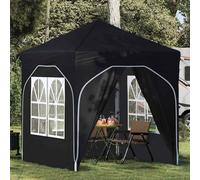 Vevorizon Tente de fête pop-up anthracite, 192 x 192 x 245 cm, pliable, imperméable, avec 4 parois latérales, réglable en hauteur, coupe-vent, stable, pour extérieur, camping, mariage, terrasse