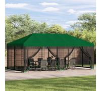 Vevorizon Tonnelle avec parois latérales - 6 x 3 m - Vert - Polyester et acier - Résistant aux intempéries - Imperméable - Avec moustiquaire et toit pliable - Pour jardin, terrasse, extérieur