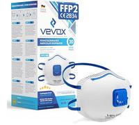 VEVOX® Masque FFP2 - Lot de 20 - Masques Travaux, Chantier et Bricolage anti Poussière avec Valve - Protection contre p. ex. Particules et Poussières Fines de Bois, Ponçage et Construction