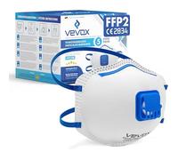 VEVOX® Masque FFP2 - Lot de 5 - Masques Travaux, Chantier et Bricolage anti Poussière avec Valve - Protection contre p. ex. Particules et Poussières Fines de Bois, Ponçage et Construction