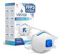 VEVOX® Masque FFP3 - Lot de 20 - Masques Travaux, Chantier et Bricolage anti Poussière avec Valve - Protection contre p. ex. Amiante, Peinture, Moisissure ou Produits Chimiques