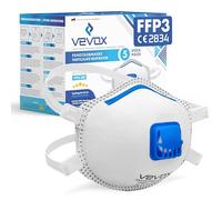 VEVOX® Masque FFP3 - Lot de 5 - Masques Travaux, Chantier et Bricolage anti Poussière avec Valve - Protection contre p. ex. Amiante, Peinture, Moisissure ou Produits Chimiques