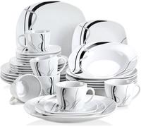 VEWEET 30 pcs. service de table en porcelaine 'Fiona' service combiné avec tasses à café, soucoupes, assiettes à dessert, assiettes plates et assiettes à soupe pour 6 personnes