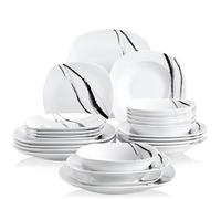 Veweet TERESA 24pcs Service de Table 6pcs 9.75"" Assiette Plate 8.5"" Assiette Creuse 7.5"" Assiette à Dessert 6.7"" Bol Porcelaine